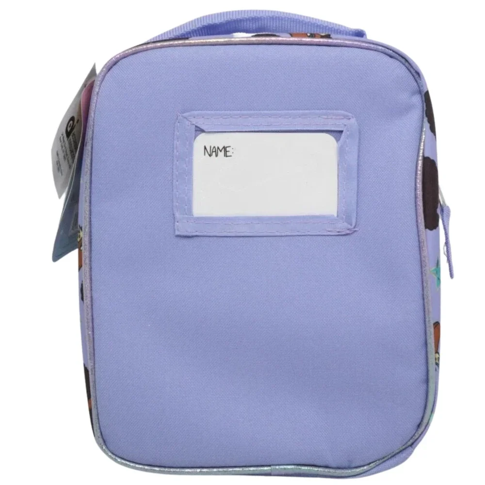 Purple Afro Unicorn Lunch Box Magical Kids School Insulated Lunches Tote Bag NEW